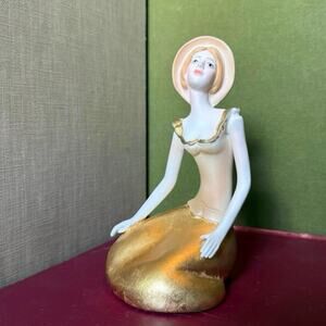 Capodimonte Figurine • Made in Italy • Gold Dress • 5.5” • Mid‑Century